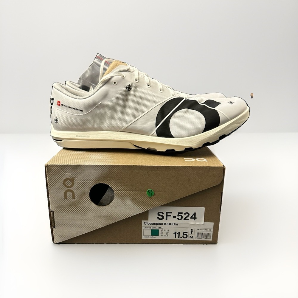On Running Cloudspike 1500m Mens 11.5 Undyed-White Mint Track Spikes 3MD10651105